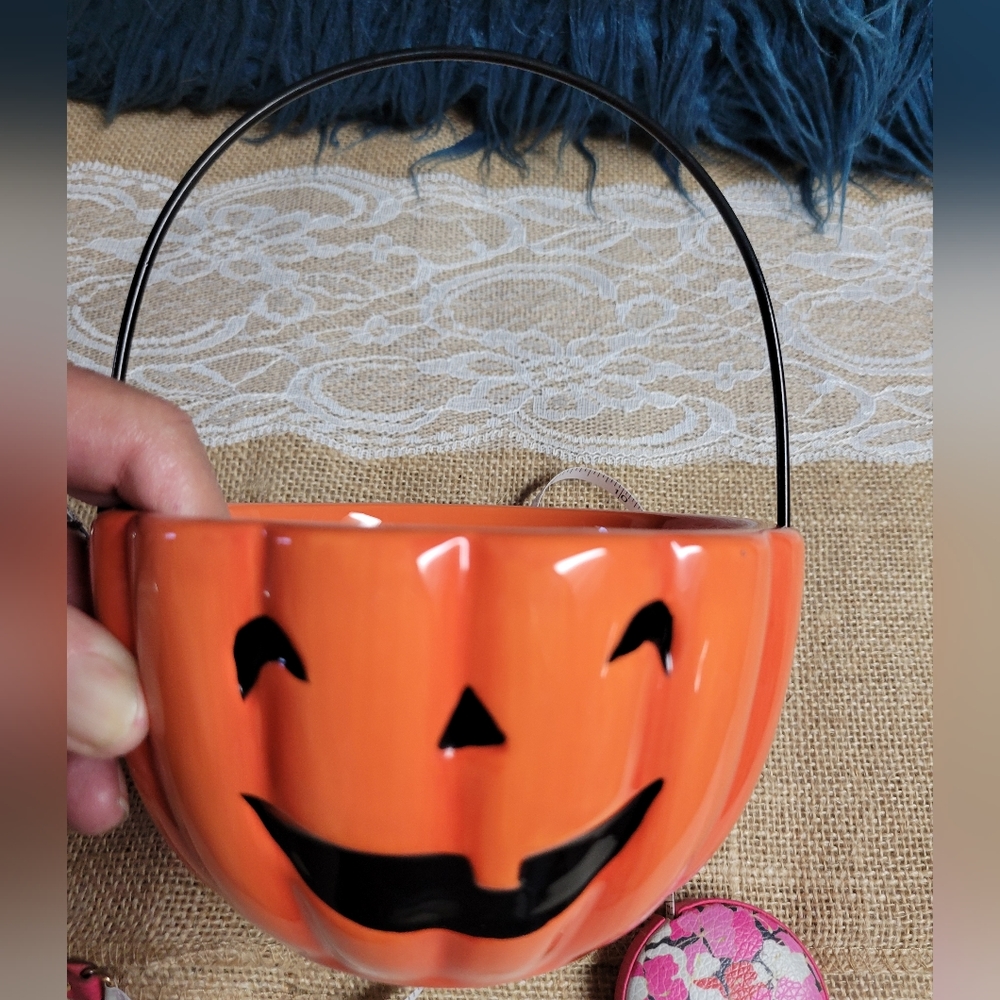 Vintage with tag ceramic pumpkin basket the midnight market from k